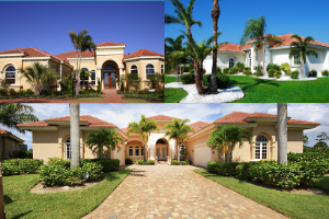 alt="Collage of three similar Meditteranean style Florida homes used in a comparative market analysis" 