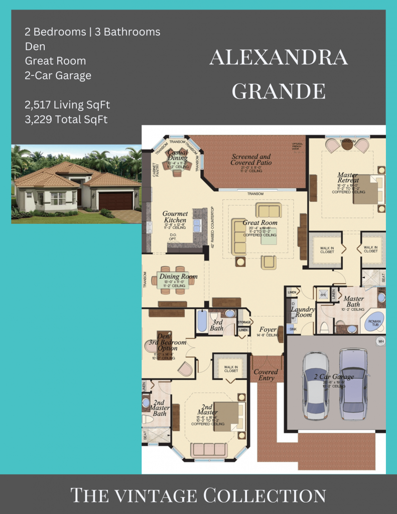 alt= "Alexandra Grande floor plan in Valencia Bay with 2 bedrooms and 3 bathrooms."