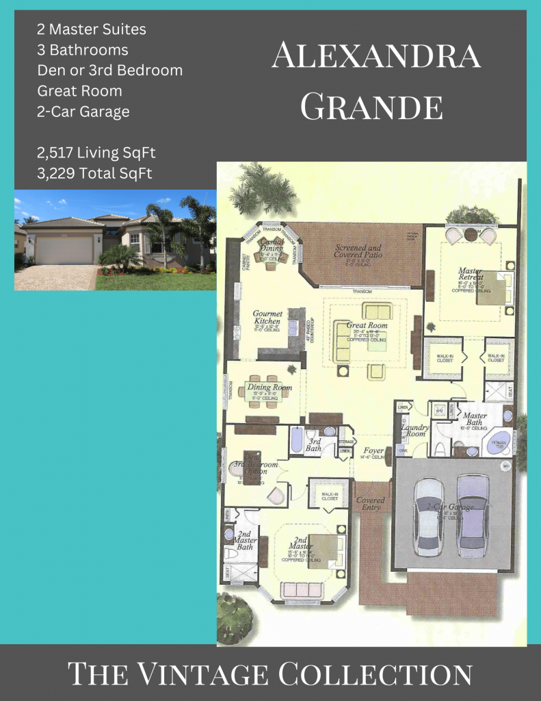 alt= "Alexandra Grande floor plan in Valencia Cove with 2 master suites."