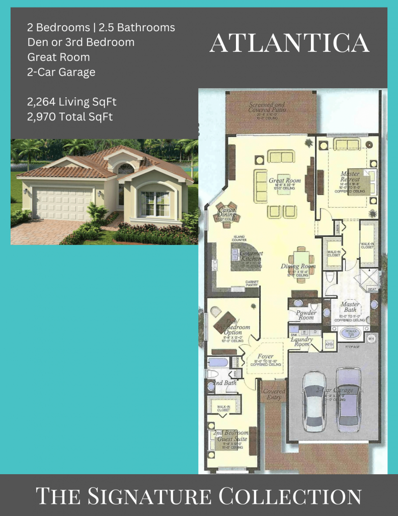 alt= "Atlantica floor plan in Valencia Cove with 2,970 total square feet."