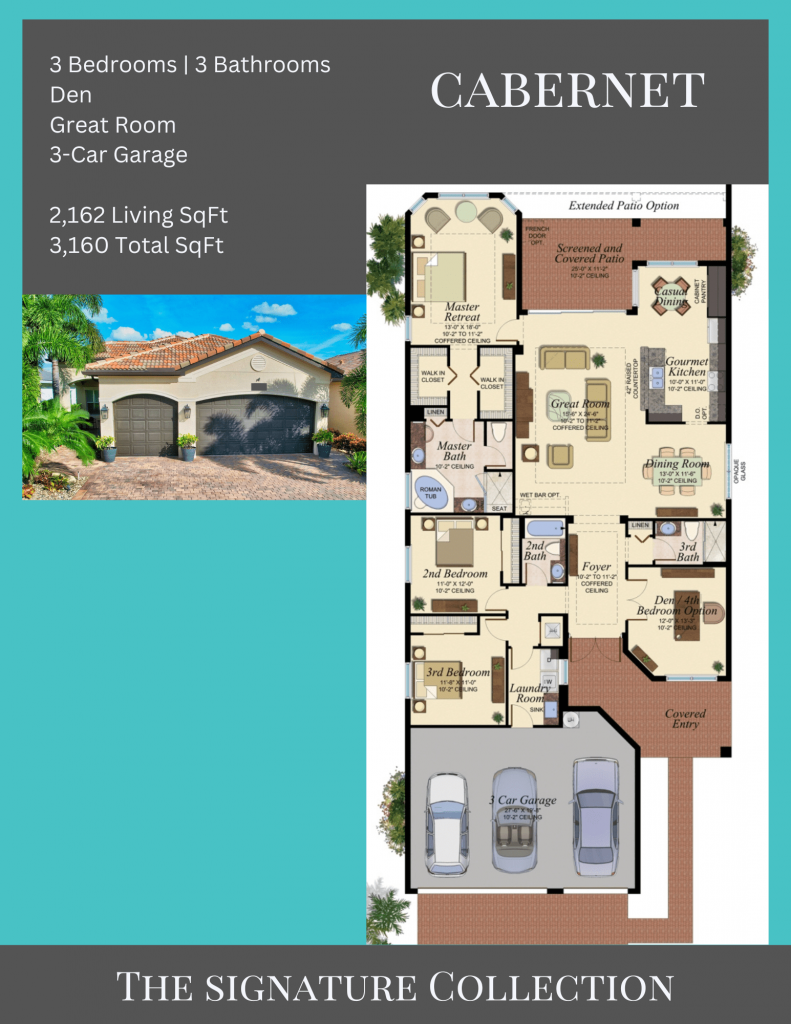 alt= "Cabernet floor plan in Valencia Bay features 2,162 living square feet."