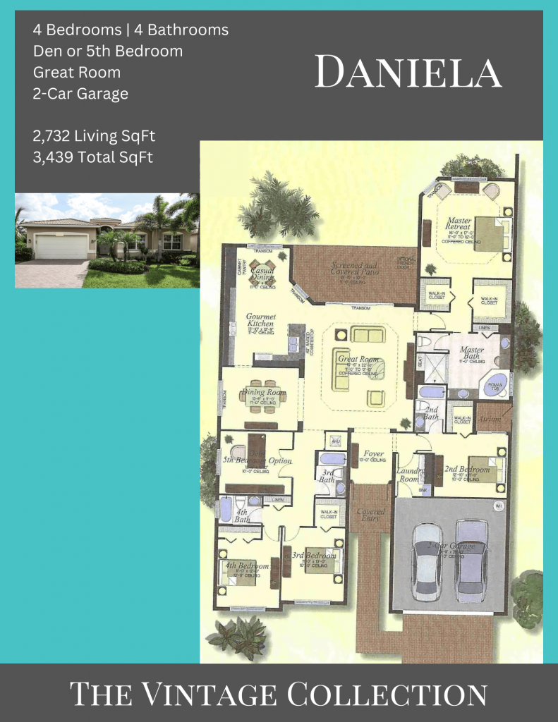 alt= "Daniela floor plan in Valencia Cove with a den or 5th bedroom."