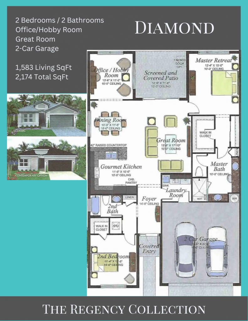 alt= "Diamond Floor Plan at Valencia Sound offers a 2-car garage."