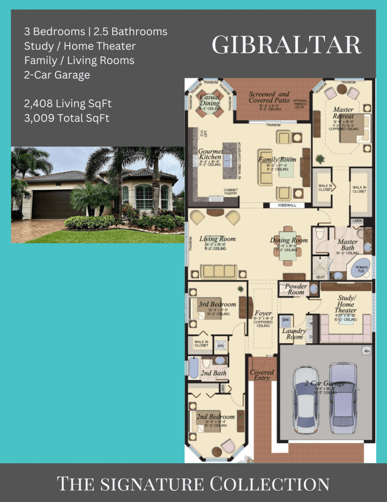 alt= "Gibraltar floor plan in Valencia Bay with 3,009 total square feet."