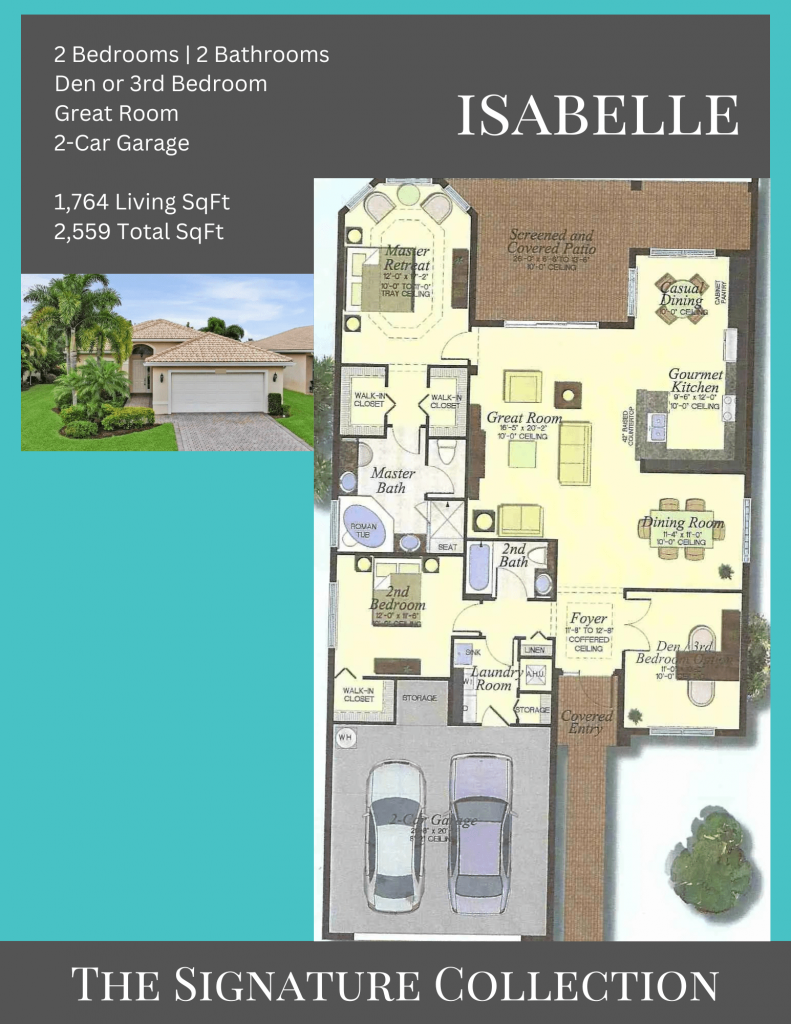 alt= "Isabelle floor plan in Valencia Cove with a 2-car garage."