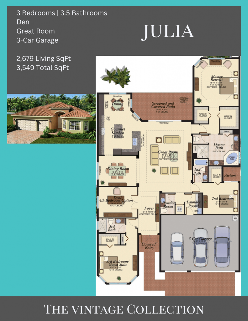 alt= "Julia floor plan in Valencia Bay with 2,679 living square feet."