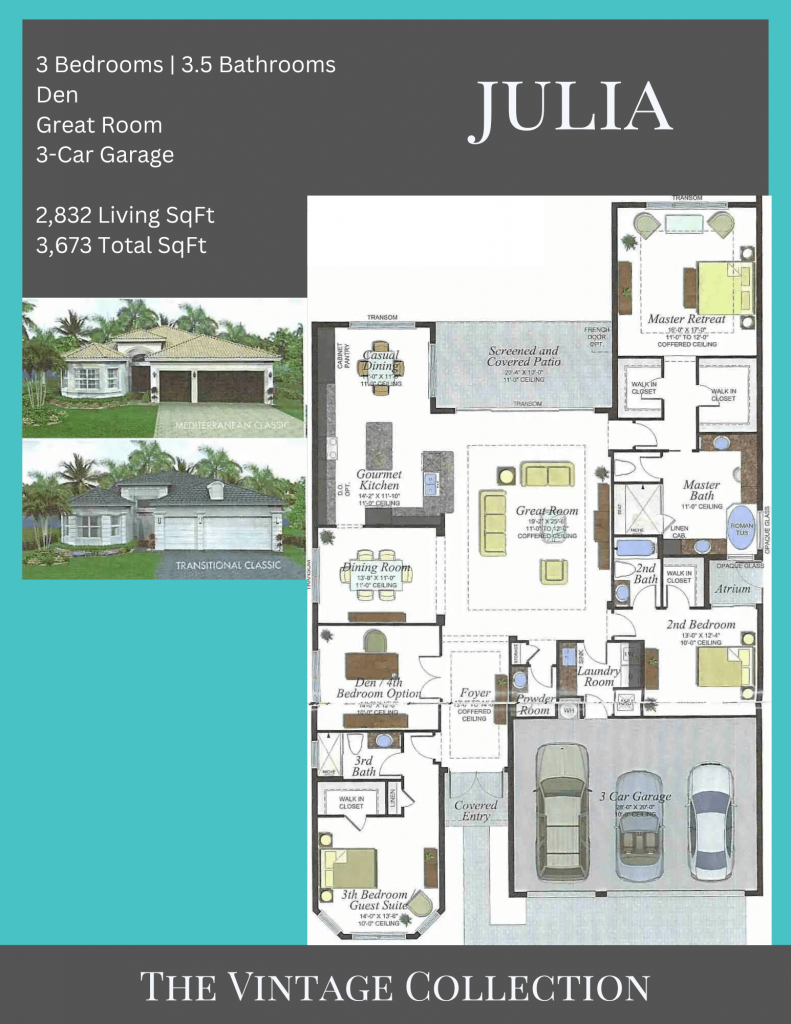 alt= "The Julia floor plan in Valencia Sound has 3 bedrooms and 3.5 bathrooms."