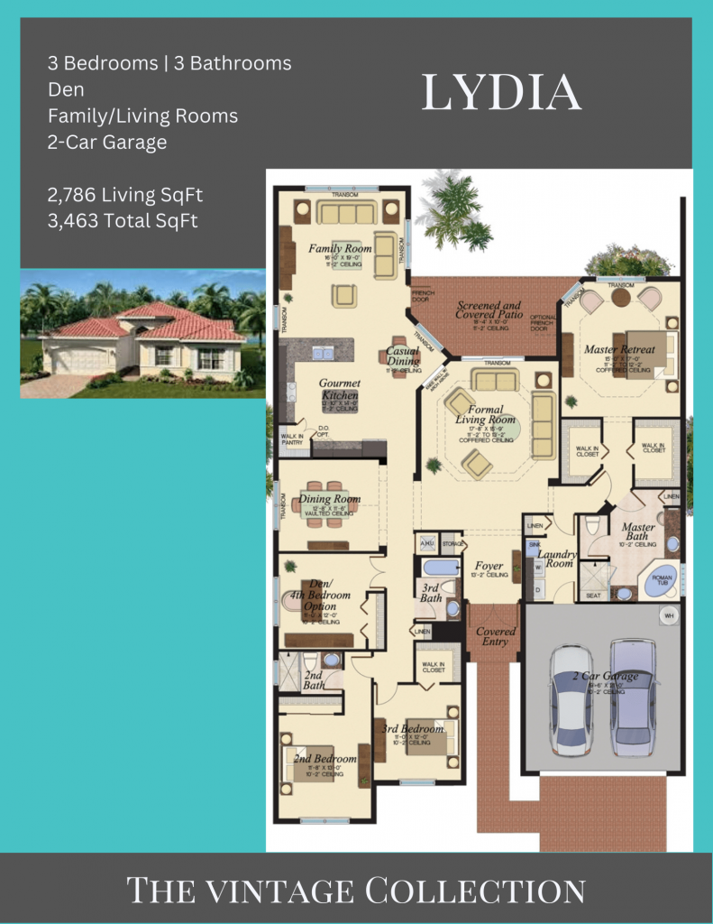 alt= "Lydia floor plan in Valencia Bay with family and living rooms."