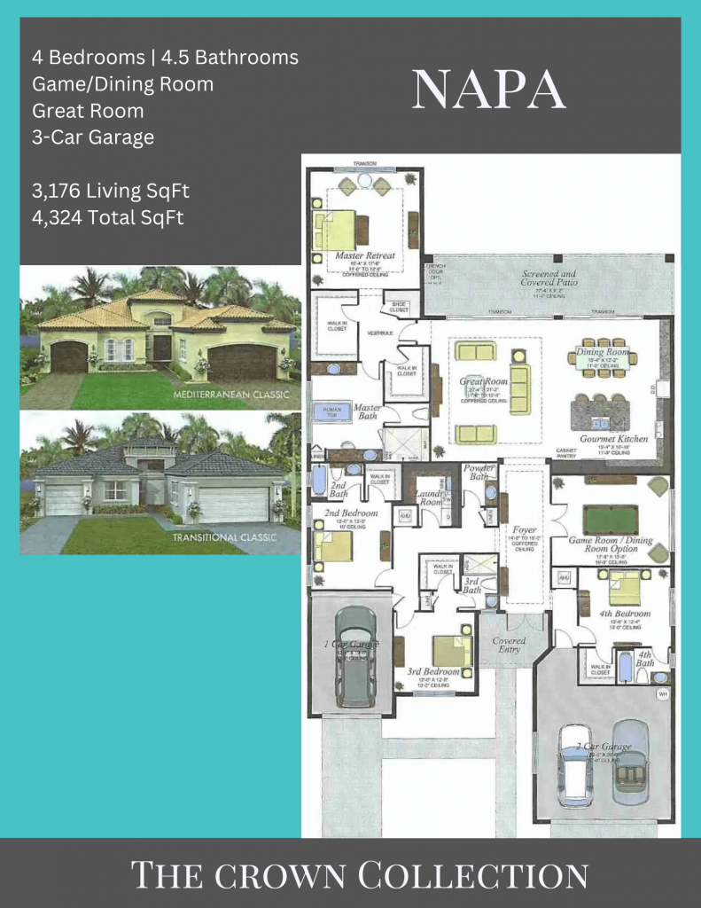 alt= "The Napa floor plan at Valencia Sound with a 3-car garage."