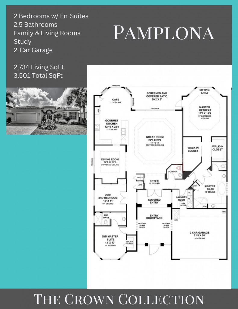 alt= "Pamplona floor plan in Valencia Palms with 2 bedrooms with en-suites."