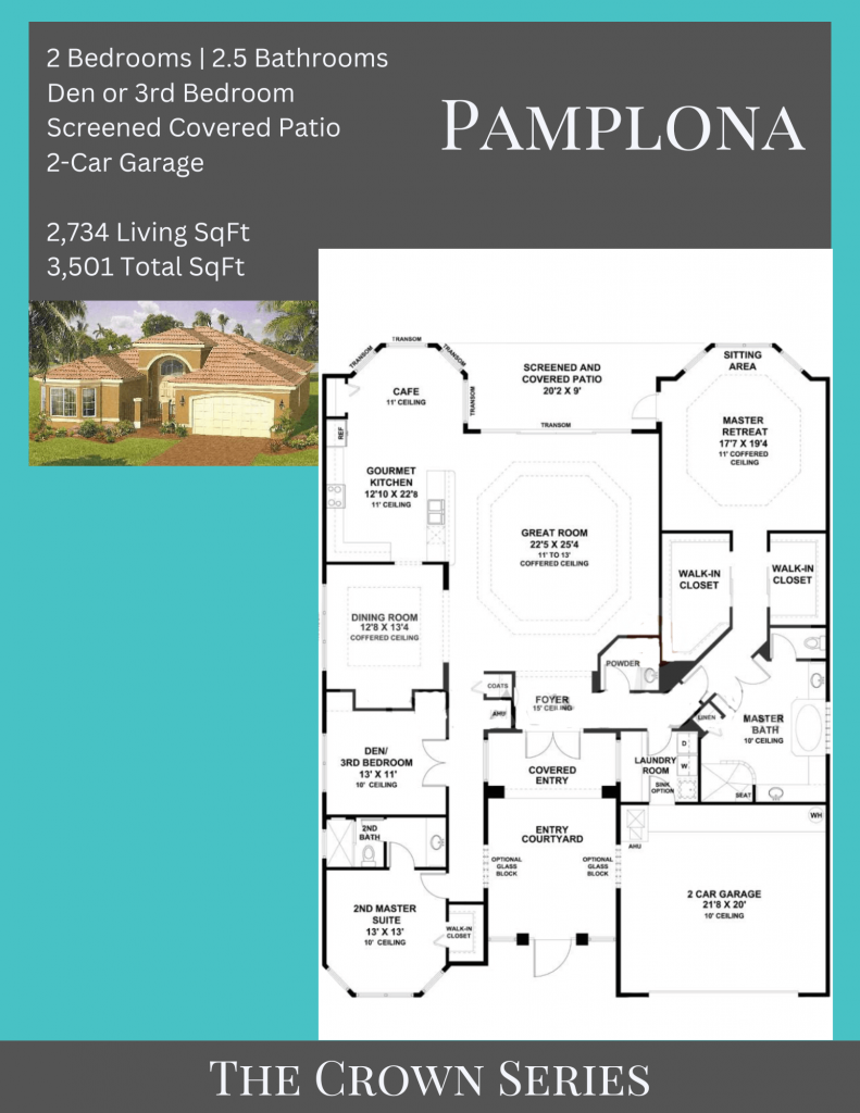 alt= "Pamplona floor plan in Valencia Shores with two en suites."