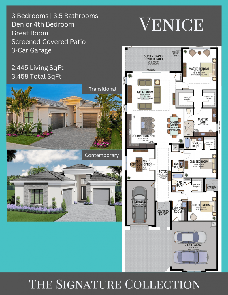 alt= "Venice floor plan in Valencia Grand with 3.5 bathrooms."