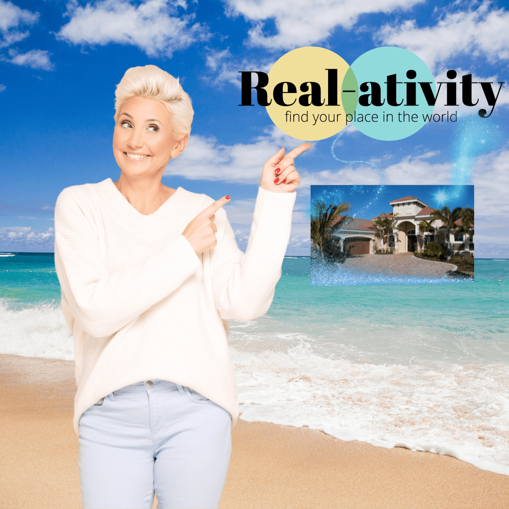 alt="Woman celebrating on beach after finding a Valencia home on Real-ativity"